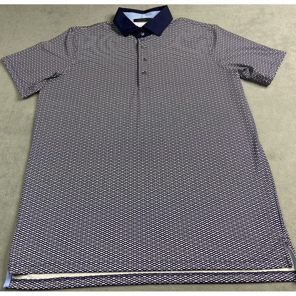 Greyson Shirt Mens‎ Large Blue Golf Polo Geometric Performance Wicking Stretch - Picture 2 of 9